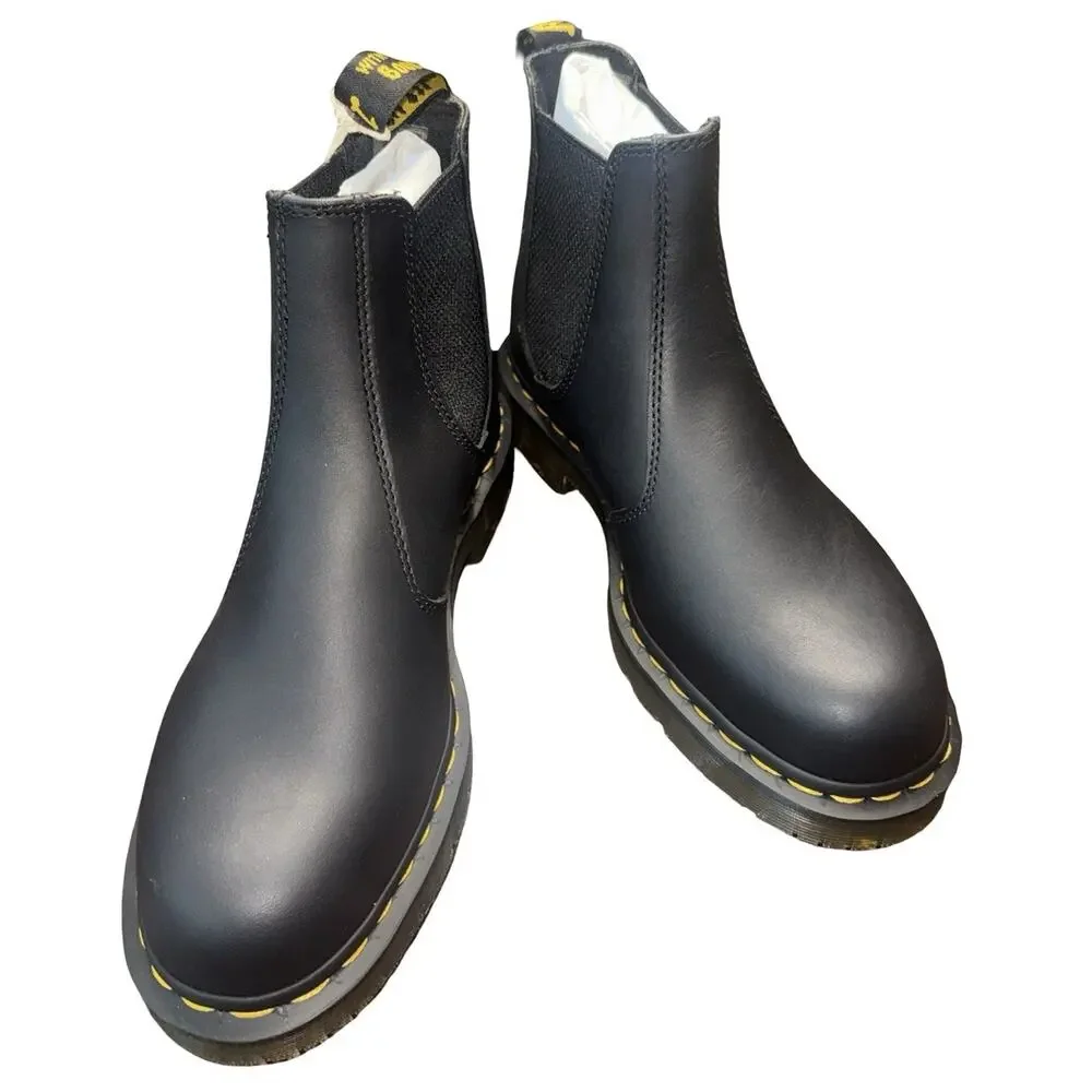Dr. Martens 2976 SR Chelsea Boots Black Leather Slip Resistant Mens 9 Womens 10